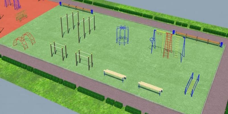 Проект детско-спортивной площадки для школы - детсада в Махачкале