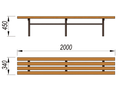 Двухметровая лавочка без спинки 2 м МАФ 1602 в Махачкале