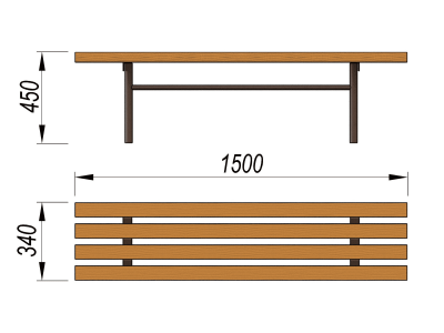 Лавочка без спинки МАФ 1601 в Махачкале