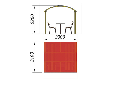 Стол и лавки под навесом МАФ 4005 в Махачкале