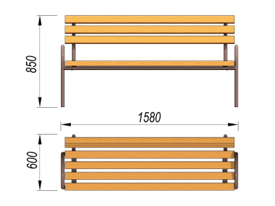 Парковая лавочка со спинкой МАФ 1605 в Махачкале