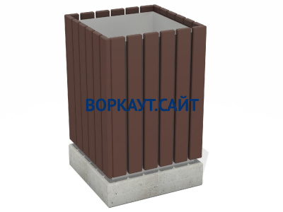 Урна деревянная квадратная с бетонным основанием МАФ 1633 в Махачкале